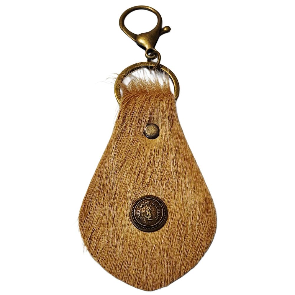 2FOR$30 - YSL Button Embellished Boho Hair on Hide Keychain/Keyring/Bag Charm